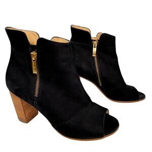 PAUL GREEN Bellini Booties UK 4 US 6.5 Black Leather Open Toe Block Heel Ankle